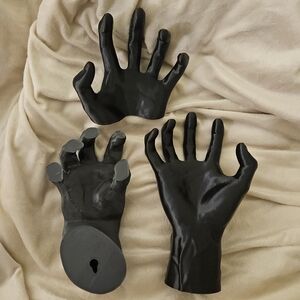 Black Decorative Wall Hands Set - 3 Sculptural Hands